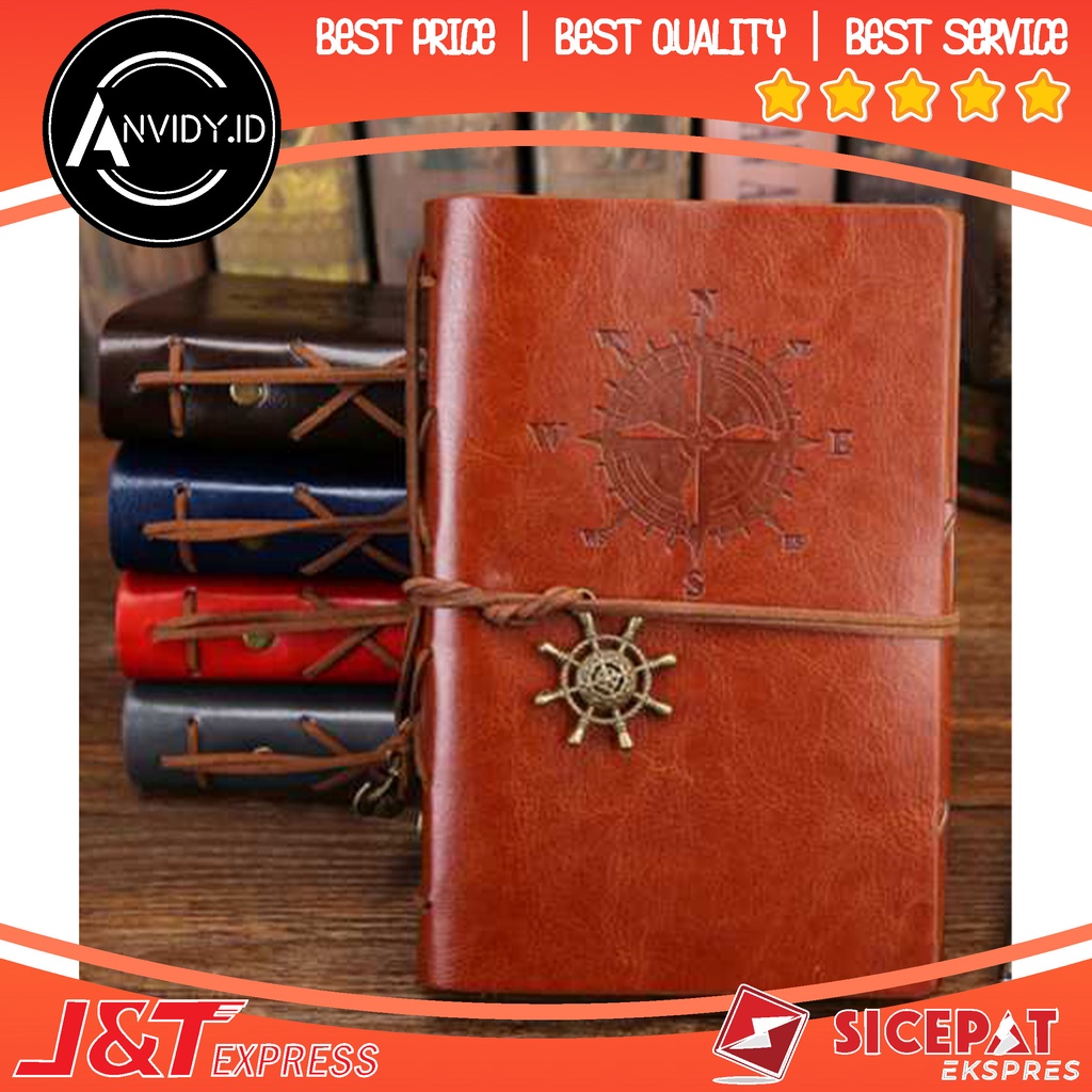 

[anvidy.id] Buku Catatan Binder Kulit Retro Compass Kertas A5 - PHANTACI ZB045