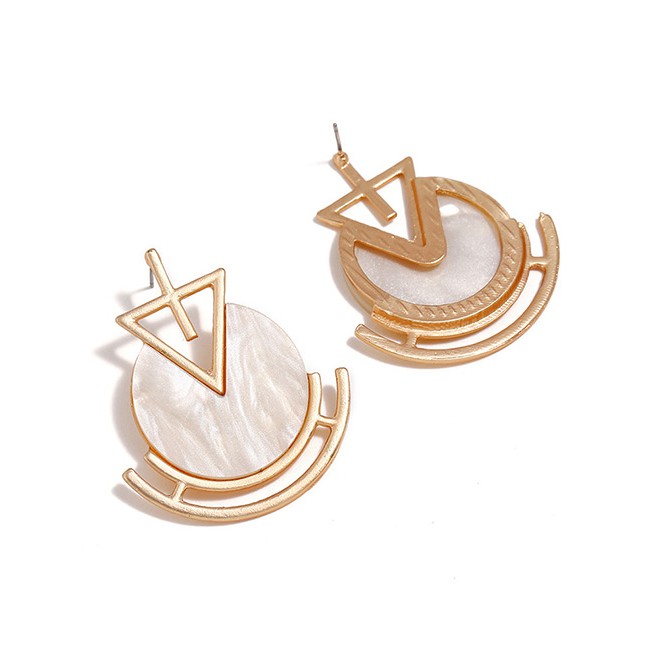 LRC Anting Tusuk Fashion Gold Color Hollow Out Design Pure Color Earrings E72430