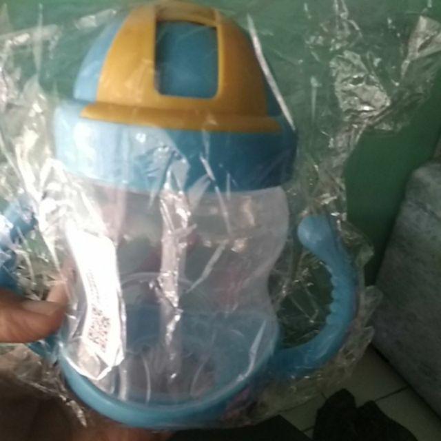 Botol Minum 280ml Buat Bayi/anak Belajar Minum Sendiri Bahan Anti Bocor Ada Sedotan Dan Pegangan