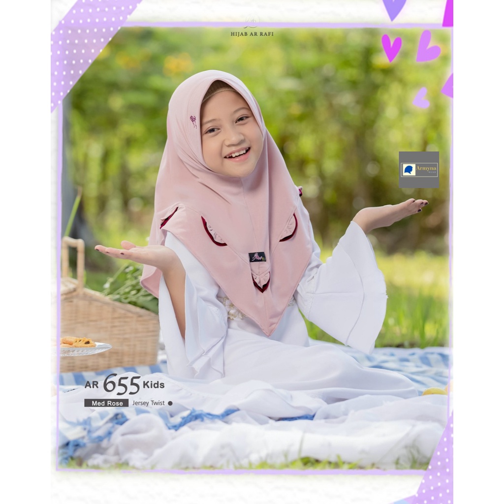 Hijab Instan ARRAFI AR 655 Kids Anak Perempuan Jersey Premium Polos Rempel Pet Antem Original