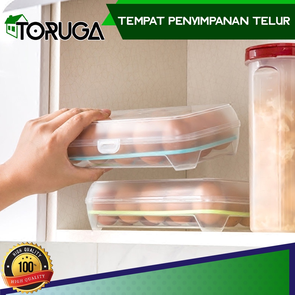 Rak Tray Tempat Box Telur Penyimpanan Kotak Organizer Wadah Tutup 15 Sekat Lubang