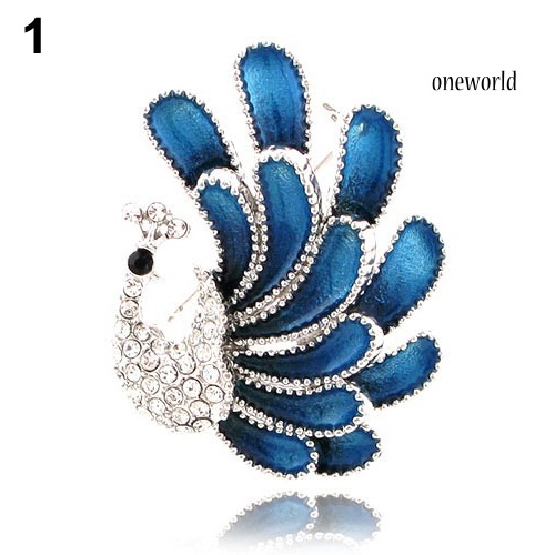 OW@ Women Fashion Rhinestone Peacock Brooch Pin Wedding Bridal Scarf Decor Gift