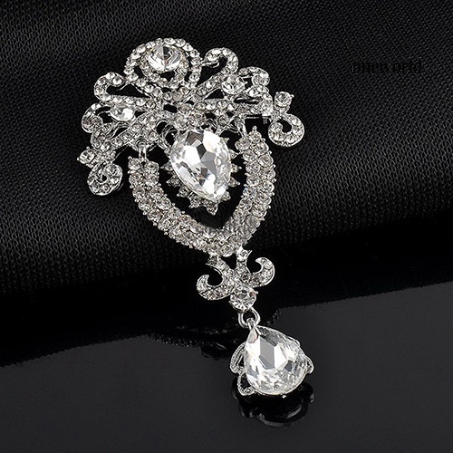 OW@ Women Large Flower Bridal Crown Crystal Rhinestone Brooch Pin Jewelry Charm