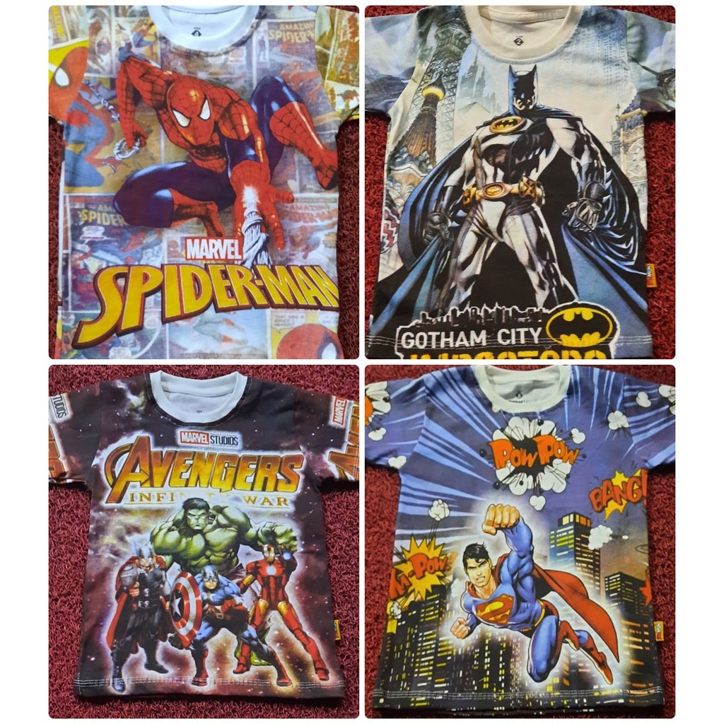 Paket Kaos Anak Super Hero Random 3pcs Only 79rb