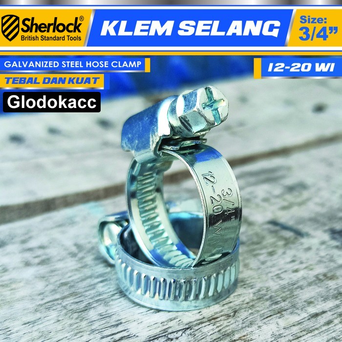 Klem Selang / Hose Clamp Gas Sherlock 3/4&quot; (1 kotak isi 2 pcs)