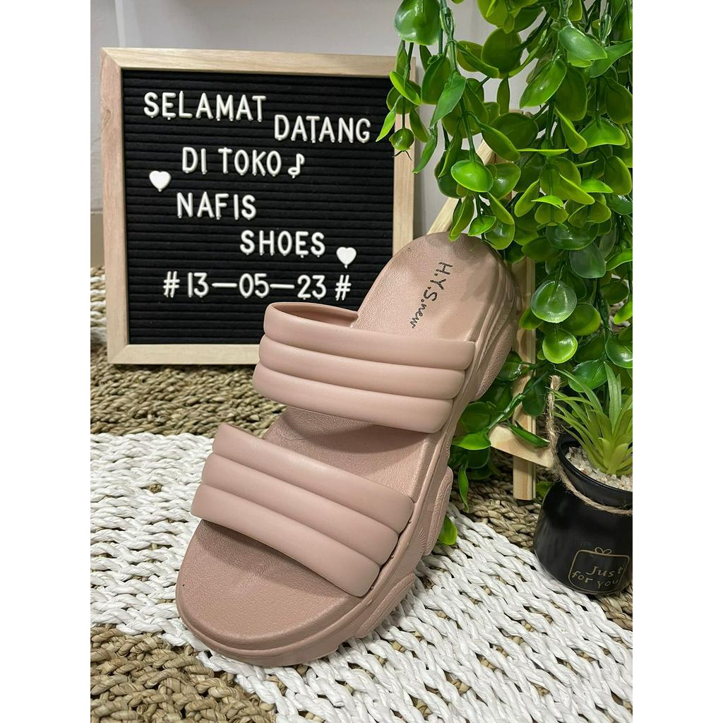 sandal wedges wanita terbaru / slop ban2 / 2201-15