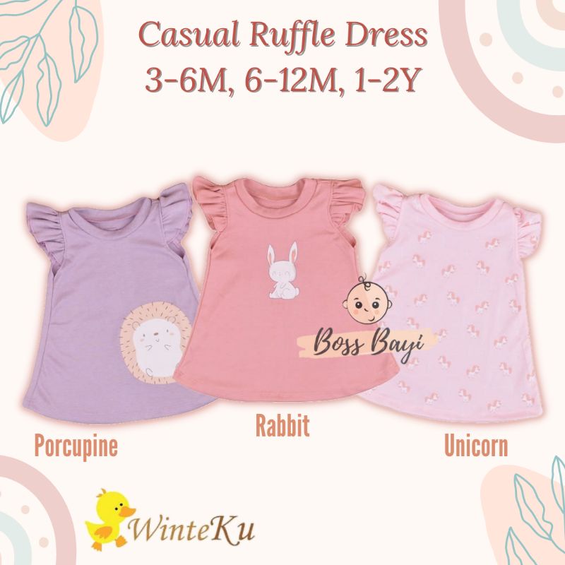 WINTEKU - Simpel Casual Ruffle Dress Bayi / Anak Perempuan