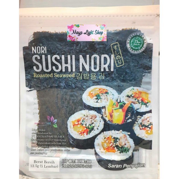 Paket Nori sushi 10 lembar + bambu sushi dan nori isi 5 + bamboo sushi Sushimat halal driedseaweed rumput laut seaweed