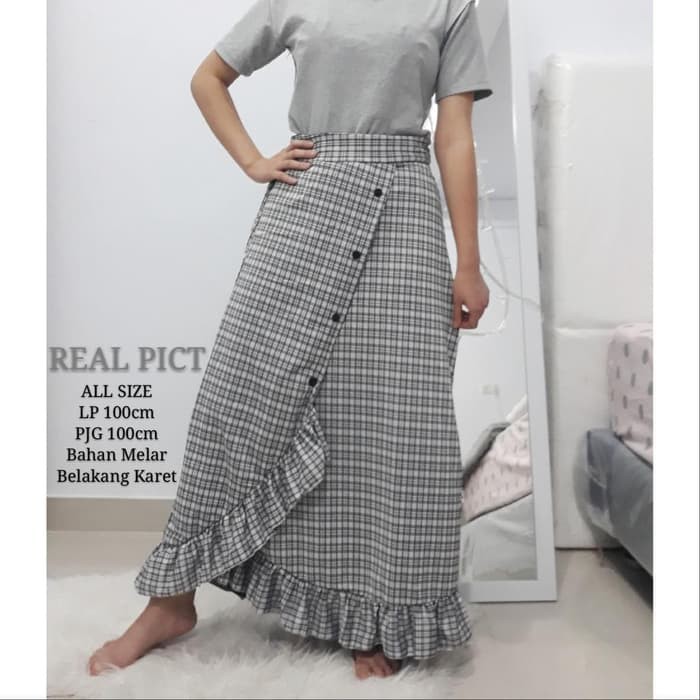 Rok Wanita / Rok Maxi Skirt -- ROK KOTAK PANJANG MUSLIMAH