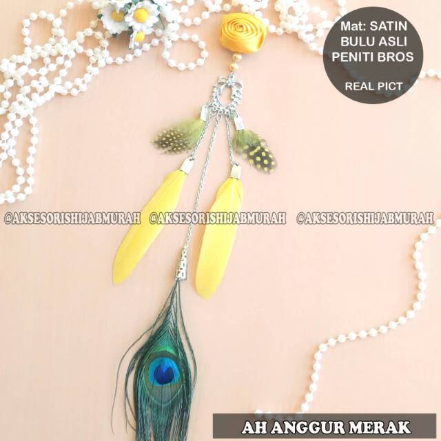 Bros bulu bandul anggur kuning bulu merak asli