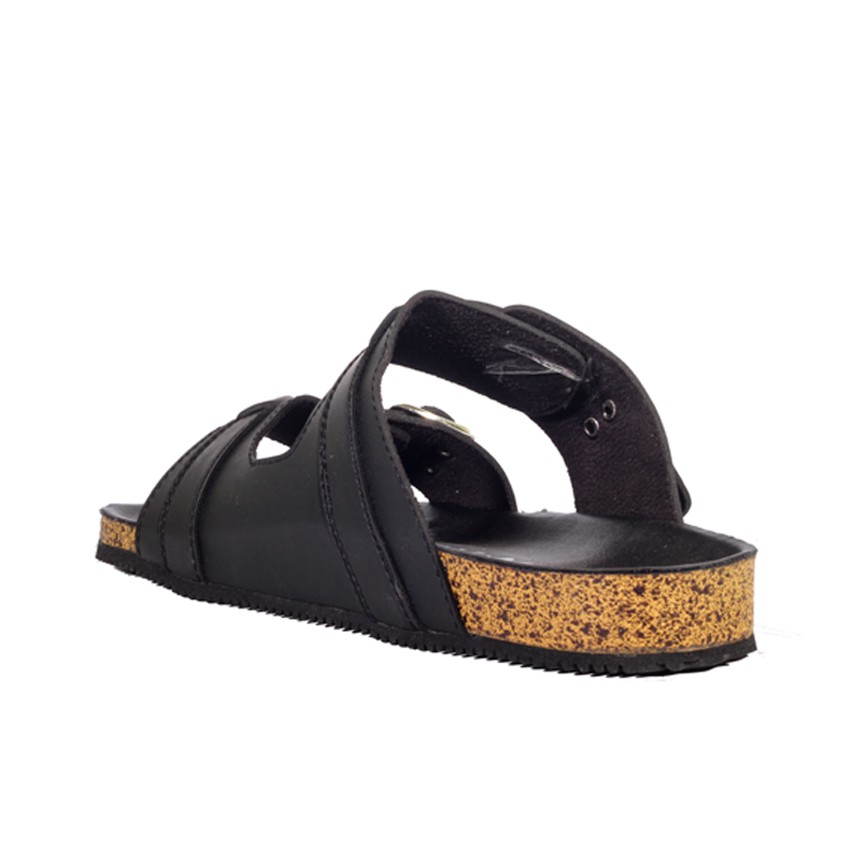 Gabriel Full Black | Sendal Jepit Tali Kulit Simpel Kayu Pria/Cowok Sandal Footwear | FORIND x Zensa