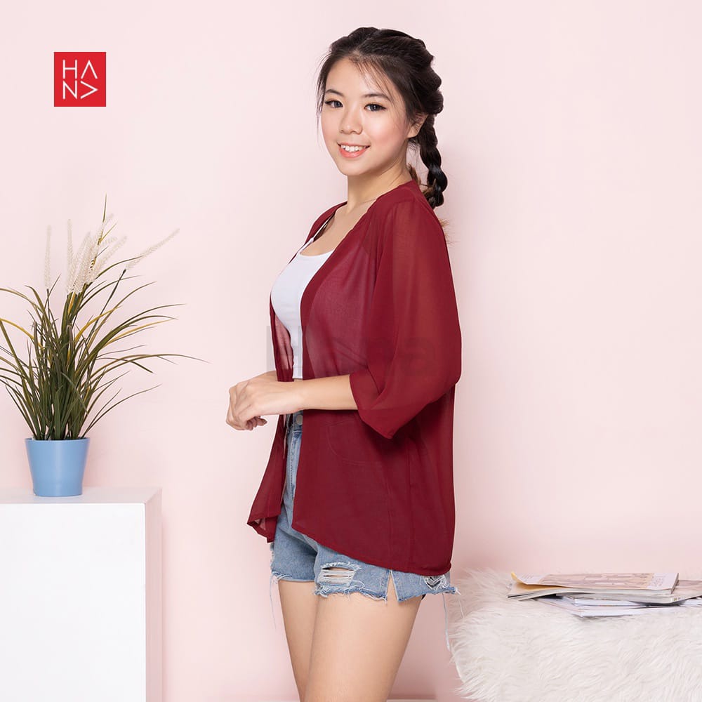 Lucia Basic Casual Cardigan Outer Kimono Simple Wanita Ceruty Babydoll