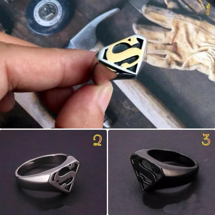 Cincin Titanium Karakter Superman Aksesoris Pria Dan Wanita