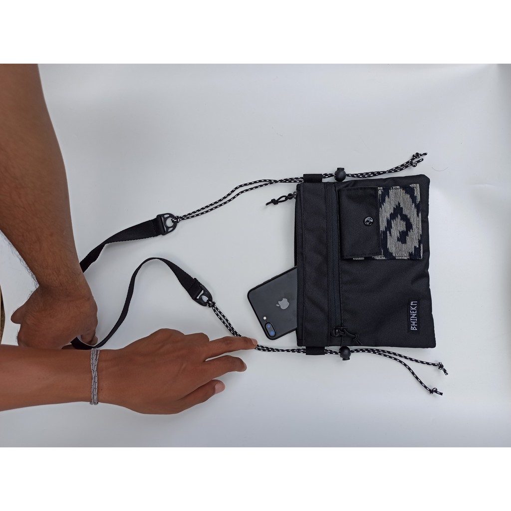 Tas Selempang Pria Slempang Wanita Kombinasi Kain Tenun Etnik, Sling bag Kain Cordora