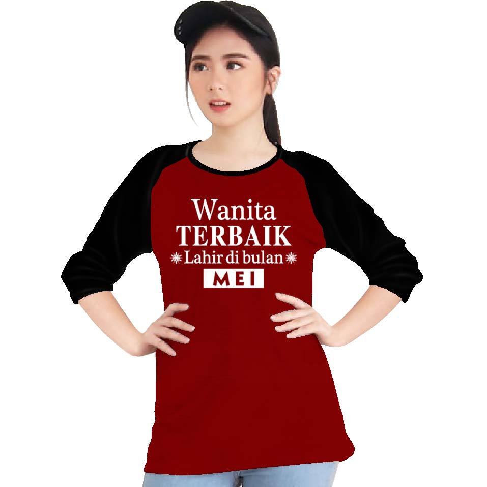 Kaos Raglan (MEI)/Kaos Wanita Lengan 3/4/ Kaos Wanita/ Kaos Cowok/ Kaos Oblong/Misty