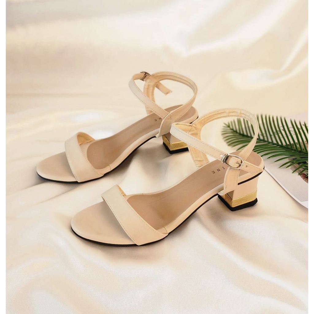 Arlaine - NEW Listy Sandal Heels Wanita / Heels Tali / Heels 5cm / High Heels Wanita [Cream]