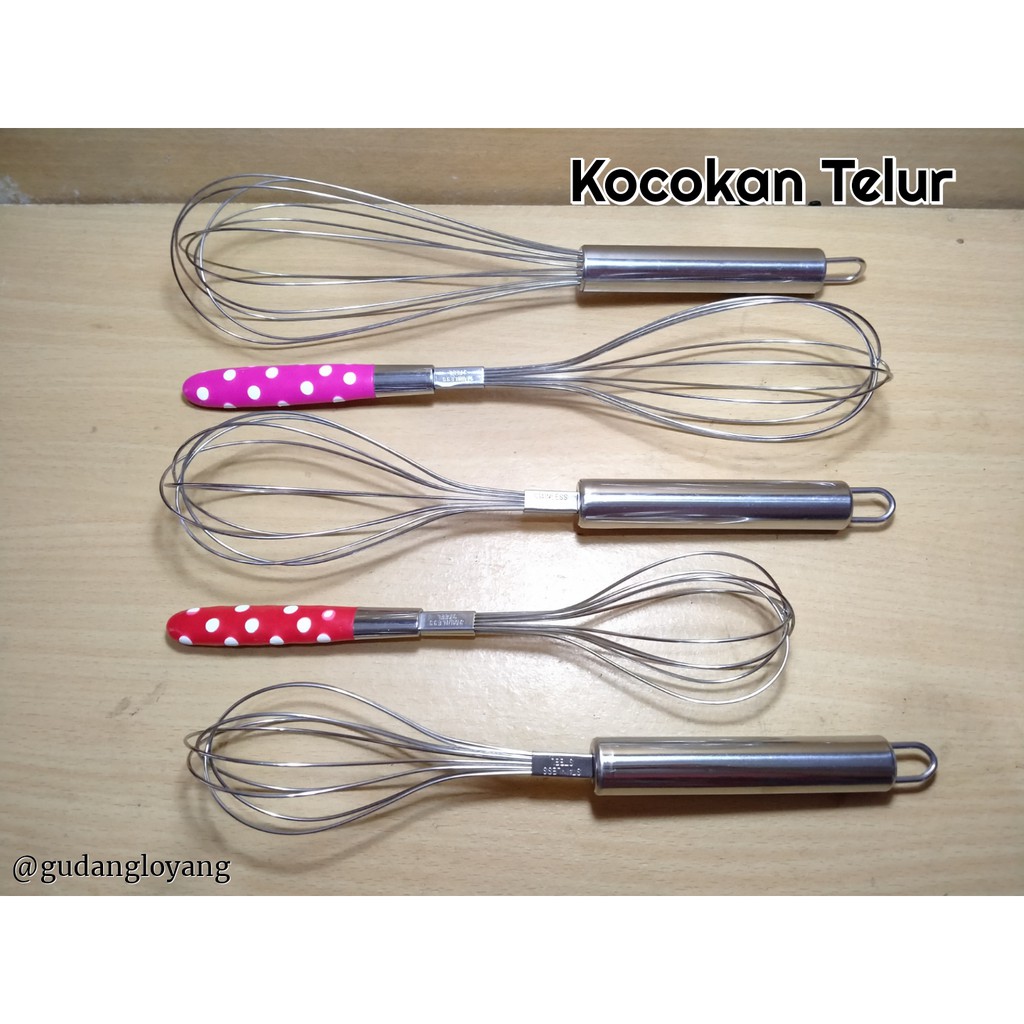 Kocokan Telur Steinless Whisk Pengocok Telur Kocokan Telur Polkadot Pengaduk Adonan