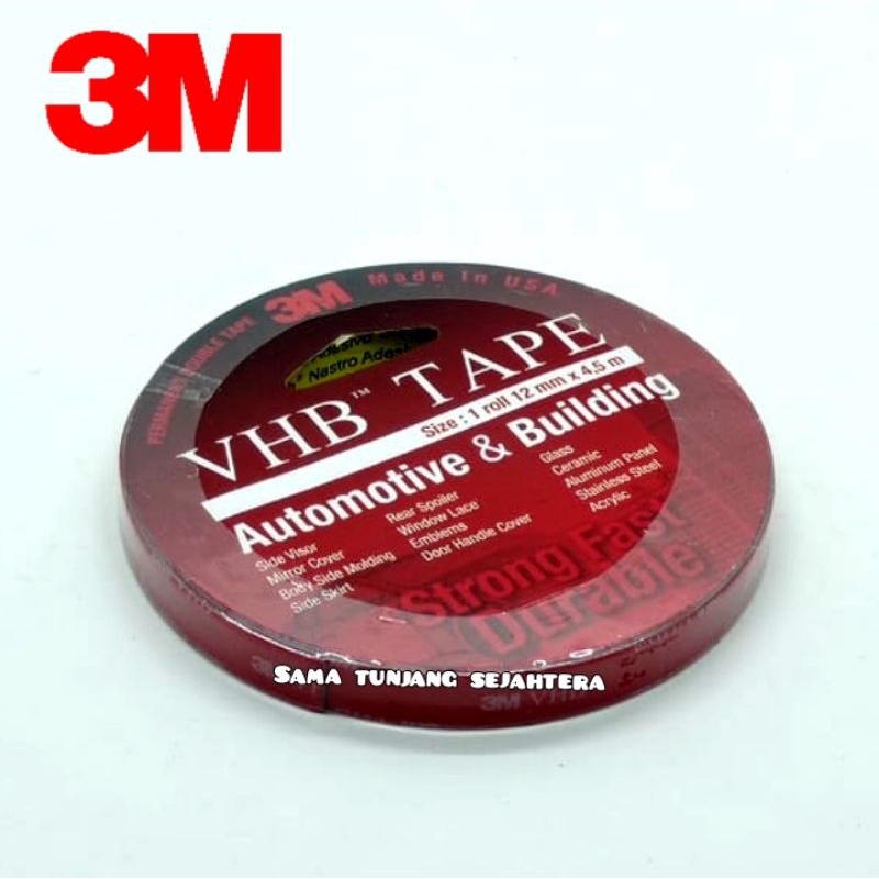 

3M VHB DOUBLE TAPE 1/2" X 5 M (HITAM MERAH)
