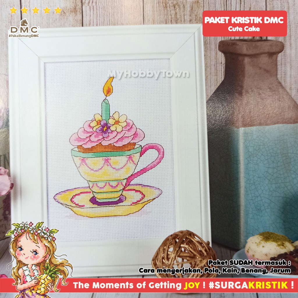 Paket Sulam Kristik TUVA Retro - Cute Cake Cupcake Vintage Shabby