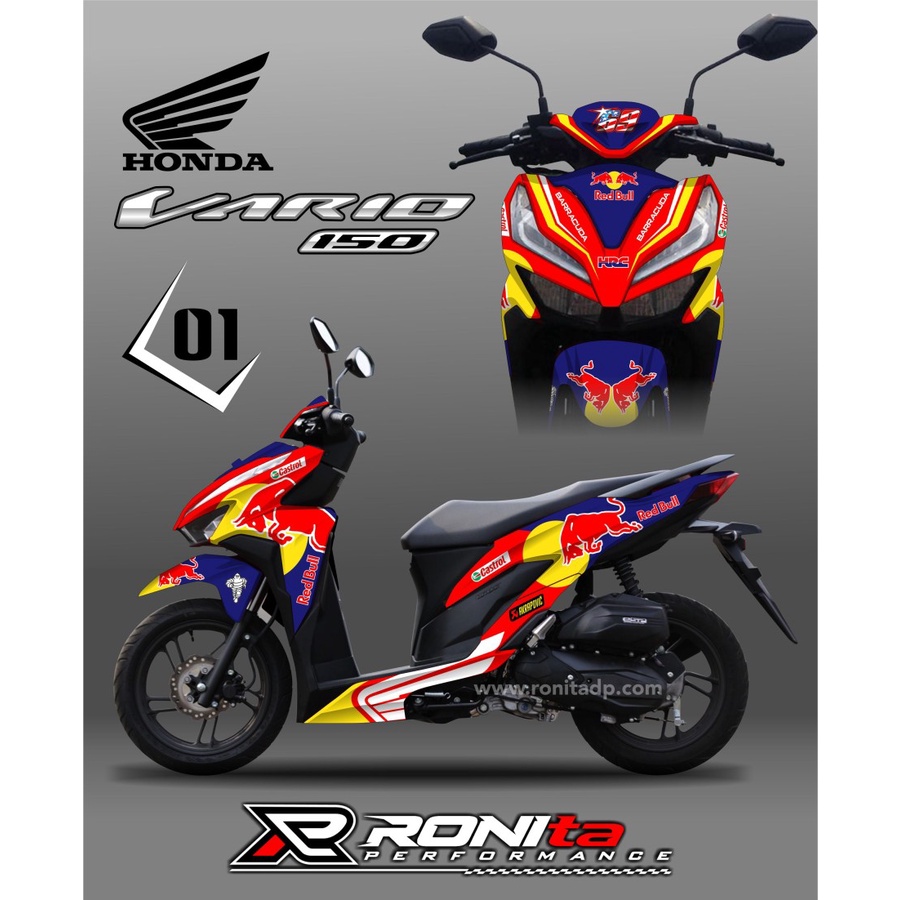 decal vario new 150 redbull merah biru sticker vario new custom