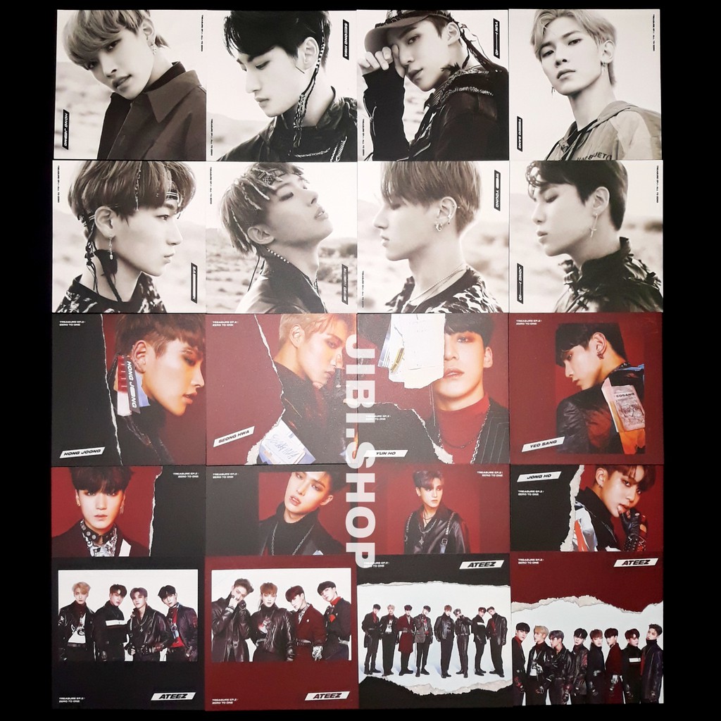 [postcard] ateez treasure ep 1 ep 2 official postcard pc hongjoong san seonghwa mingi wooyoung fever