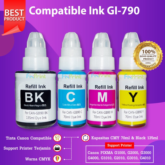 Tinta Compatible Canon GI790 GI-790 Refill Pengganti Original Printer G1010 G2010 G3010 G4010 G2000