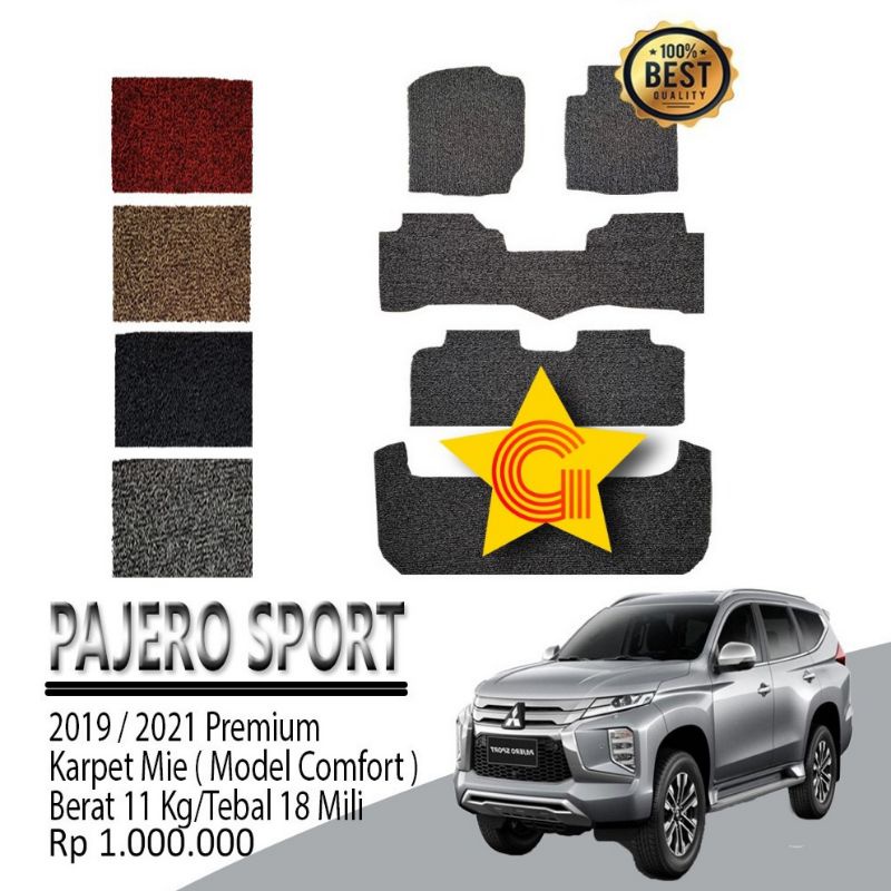Karpet Pajero Sport 2019-2021 Premium Bihun Premium Model Comfort Fullset