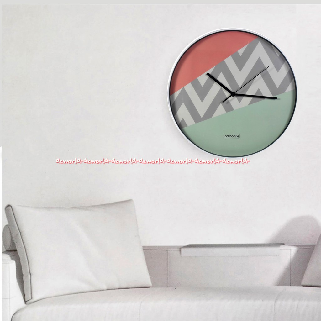 Arthome Wall Clock Chevron Colorfull 35cm Jam Dinding Bulat Tosca Art Home Hijau Orange