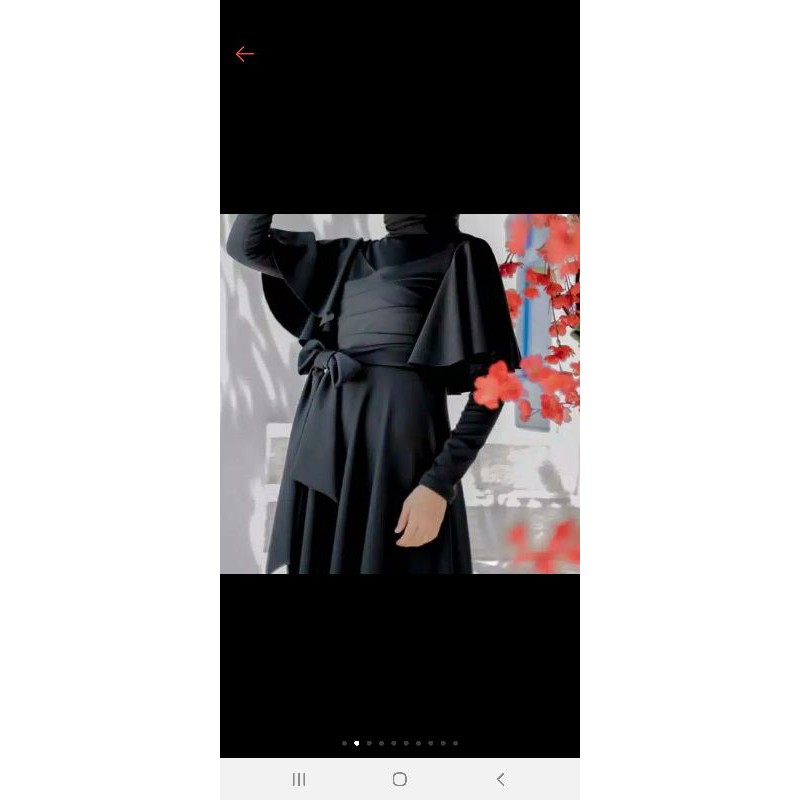 GAMIS Dress 70734 TITANIUM SCUBA Fashion Muslim CLARA RANA MAXI prewed gamis Prewedding dress muslim-Hitam SUPER