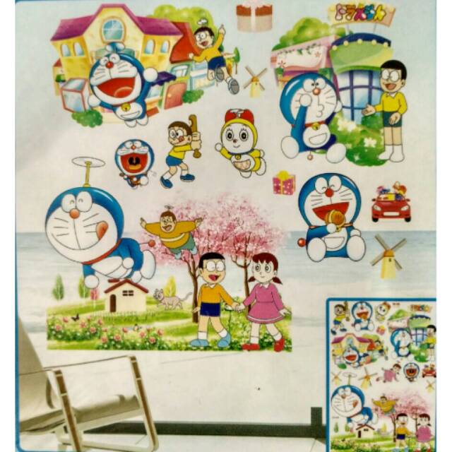 Wallsticker 3d Doraemon Land Stiker Dinding Dekorasi Ruang Kamar Animasi 3 Dimensi Kartun