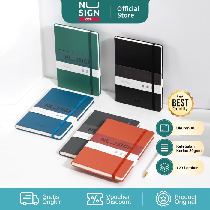 

(BISA COD) Nusign Notebook / Notebook A5 96 Lembar Kertas 80gsm Material PU