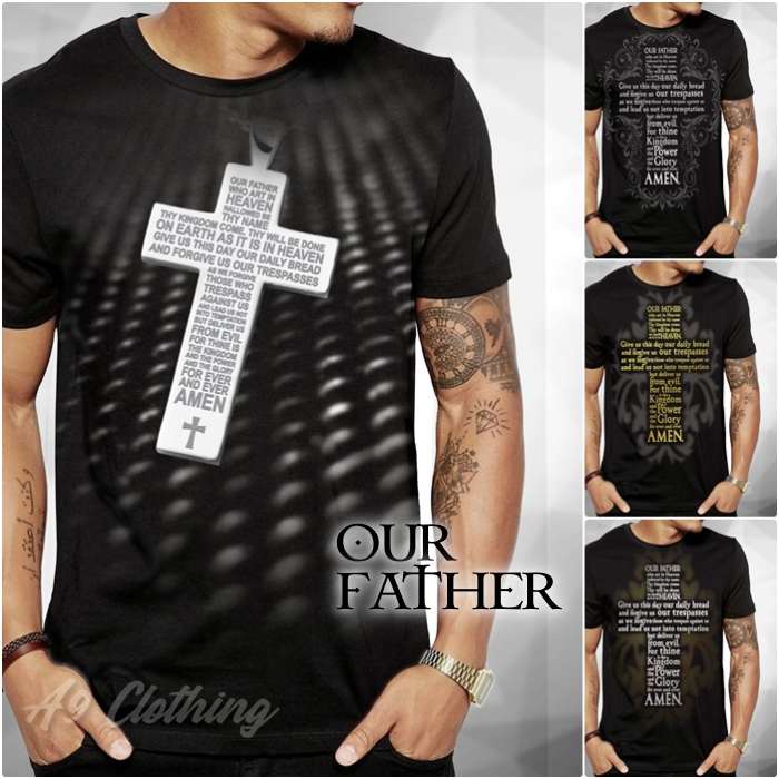 Kaos DOA BAPA KAMI Our Father Baju KAOS ROHANI KRISTEN KATOLIK Salib Yesus Jesus Premium Tshirt