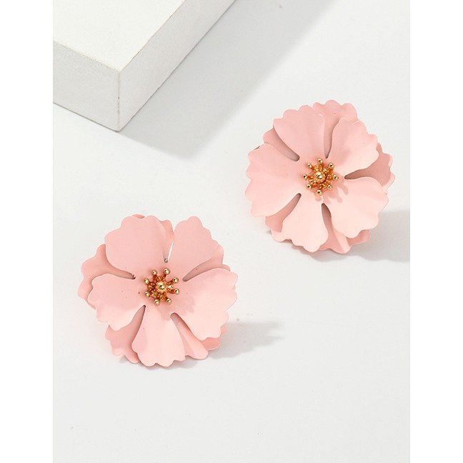 LRC Anting Tusuk Fashion Pink Flower Earrings F63454