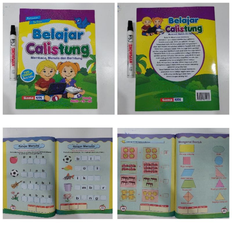 Buku Anak Belajar Calistung Untuk Anak PAUD TK SD Full Colour Ukuran A4