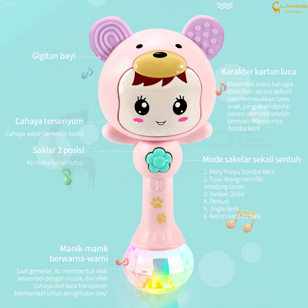 Mainan Bayi Tongkat Genggam Rattle Stick Dengan Musik dan Lampu