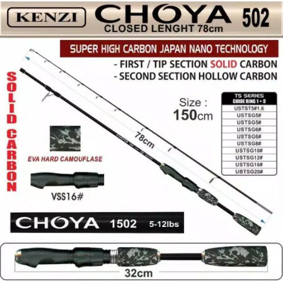 Joran KENZI CHOYA Panjang 1.5 meter Bahan Carbon Solid