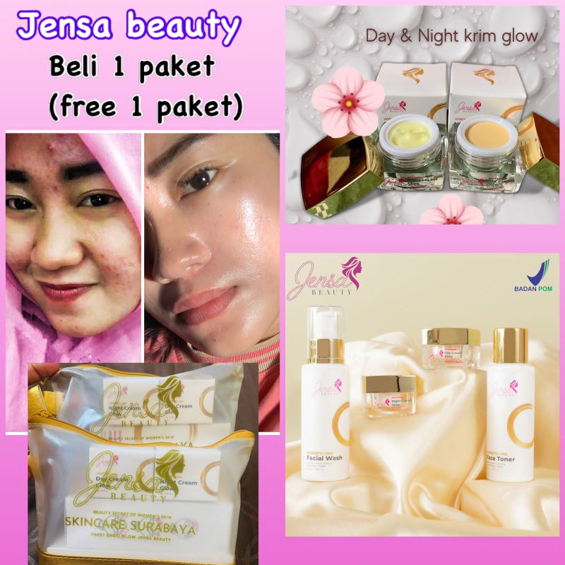 paket basic glow jensa beauty / krim anti penuaan( buy 1 get 1 free)