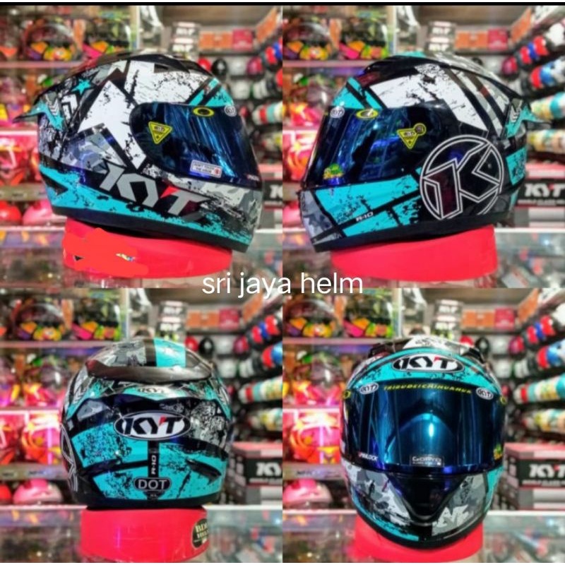 HELM KYT R10 SERI 3 BLACK AQUABLUE ORIGINAL PRODUK