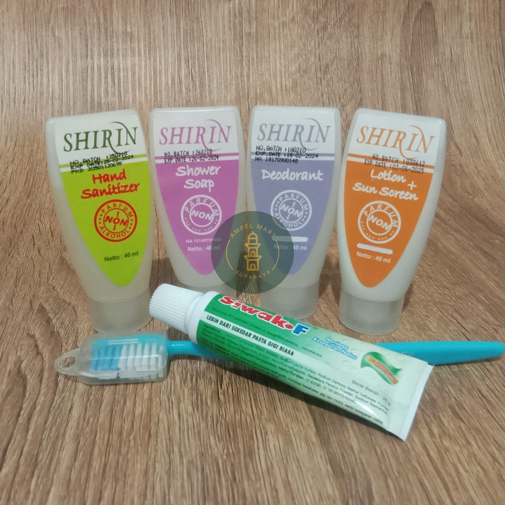 SHIRIN Set Haji &amp; Umroh Shirin Halal Skincare ORIGINAL SHIRIN Shampo, Deodorant, Sabun, Pasta Gigi Perlengkapan Haji &amp; Umroh