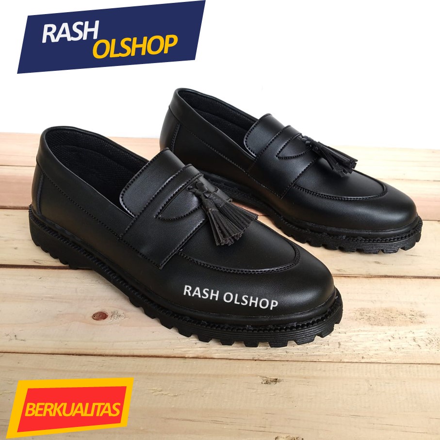 Sepatu Penny Loafer Wanita Full Black Terbaru Sepatu Dockmart Wanita Terbaru