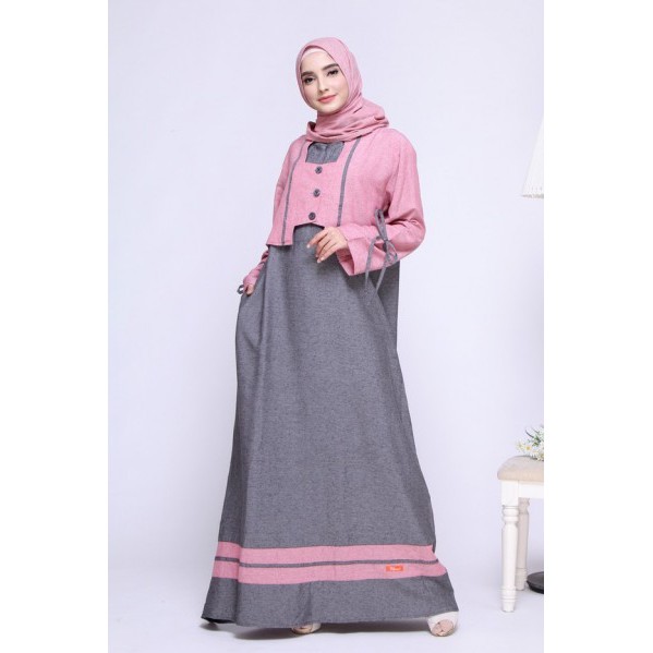NB 186 Gamis Nibras Warna Pink, Hitam ukuran  jumbo