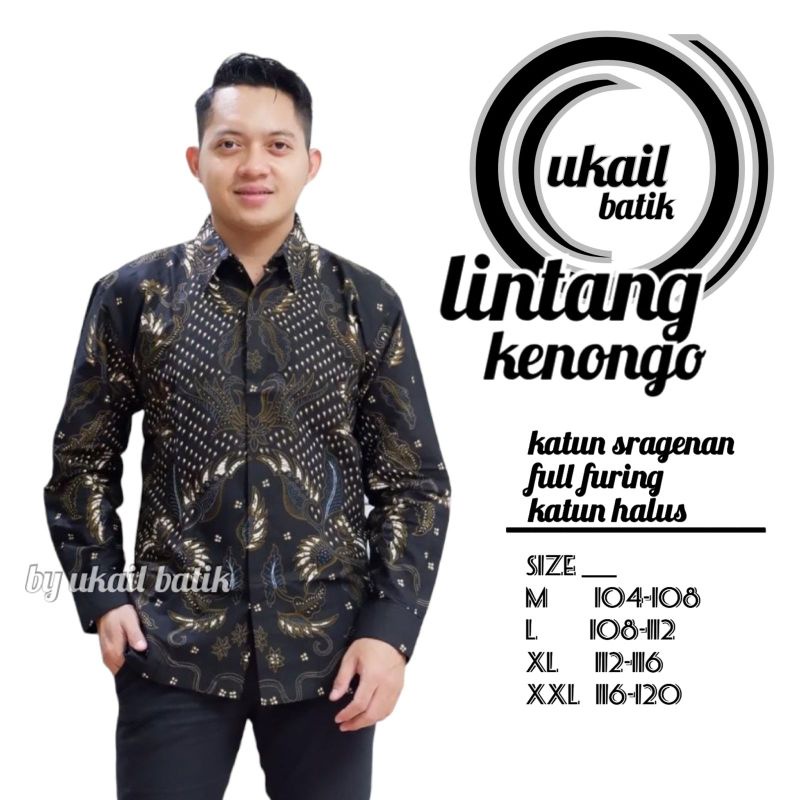 Kemeja Batik Pria Lengan Panjang Lintang Kenongo Lapis Furing Bahan Katun Halus Premium