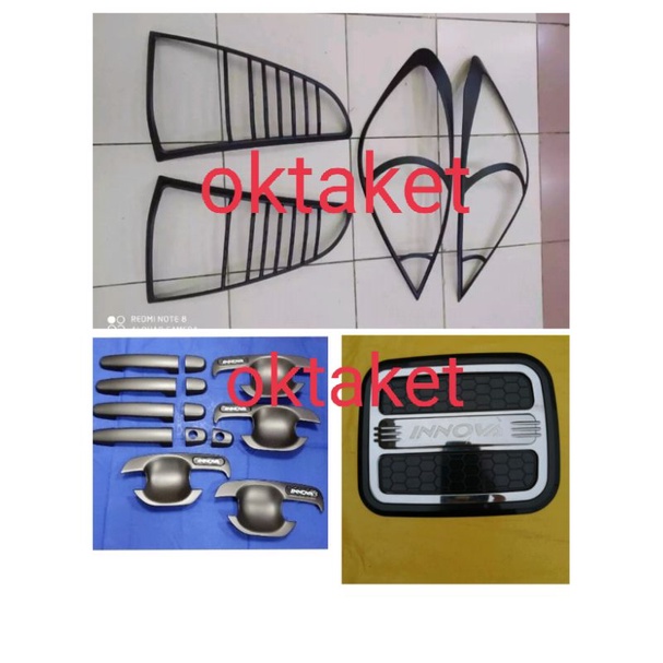 paket lengkap new innova 2008-2011 garnish depan belakang outer handle tank cover hitam chrome