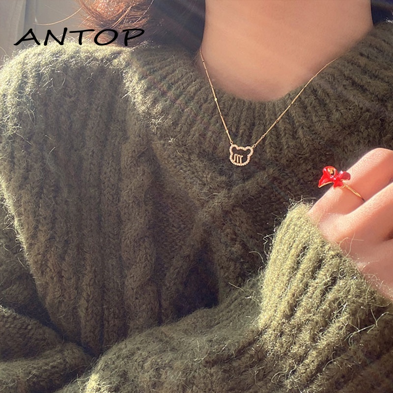 Beruang Kalung Wanita Sweater Wanita Panjang 2021 Baru Rantai Klavikula Wanita Fashion Aksesoris  ANTOP