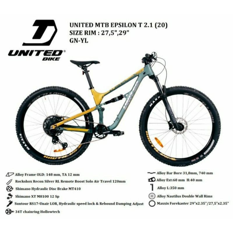 Sepeda Gunung MTB UNITED EPSILON T2.1 (2020)