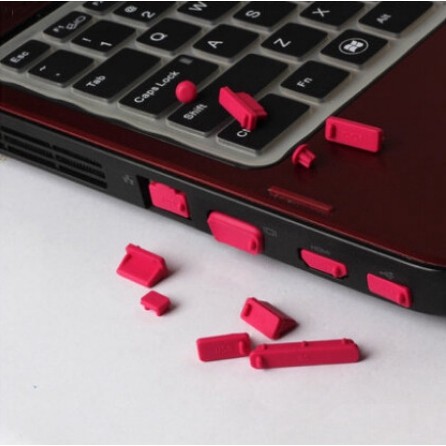 16pcs/set Silikon elastis Penutup Anti Debu Pelindung Port Laptop Notebook Komputer - Dust Plug Laptop-Rose Red