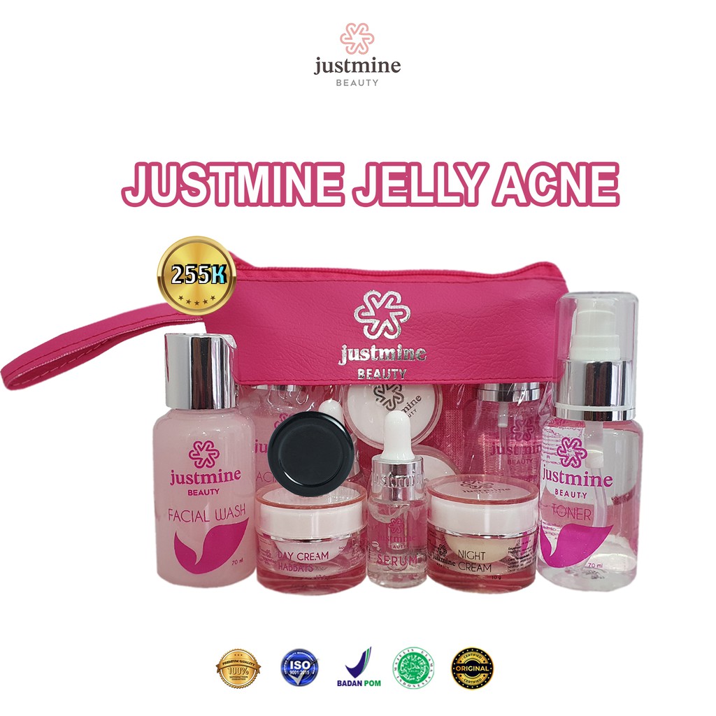 Justmine Beauty Skincare Paket Glowing night glow Acne Jelly Mencerahkan wajah BPOM COD-Acne Jelly