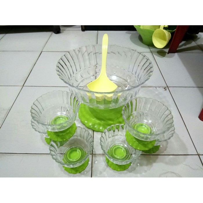 Mangkok Es Buah Set Golden Sunkist / Gelas Es Buah / Mangkok Kristal