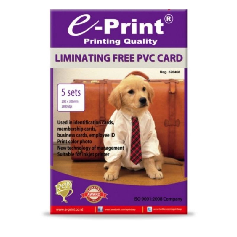 

Kertas PVC CARD E-print laminating free/kertas kartu nama isi 5 lembar
