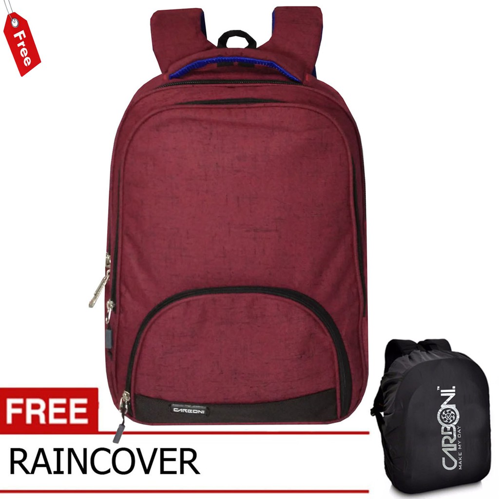 Carboni Make My Day Original Casual Backpack Laptop Sistem RA00015 17 - Red + Raincover waterproop